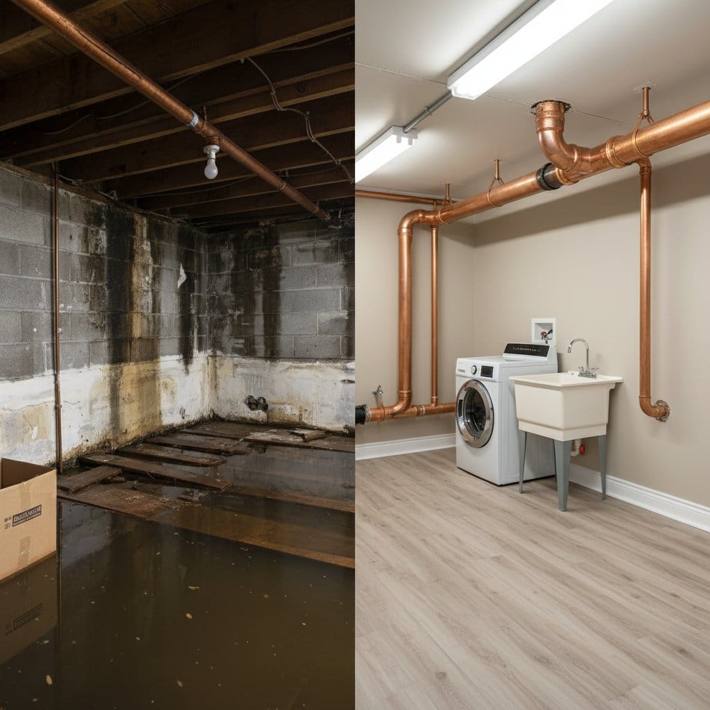 Content Drying & Property Cleanup restoration โ utility room of private residence in Paramus, NJ