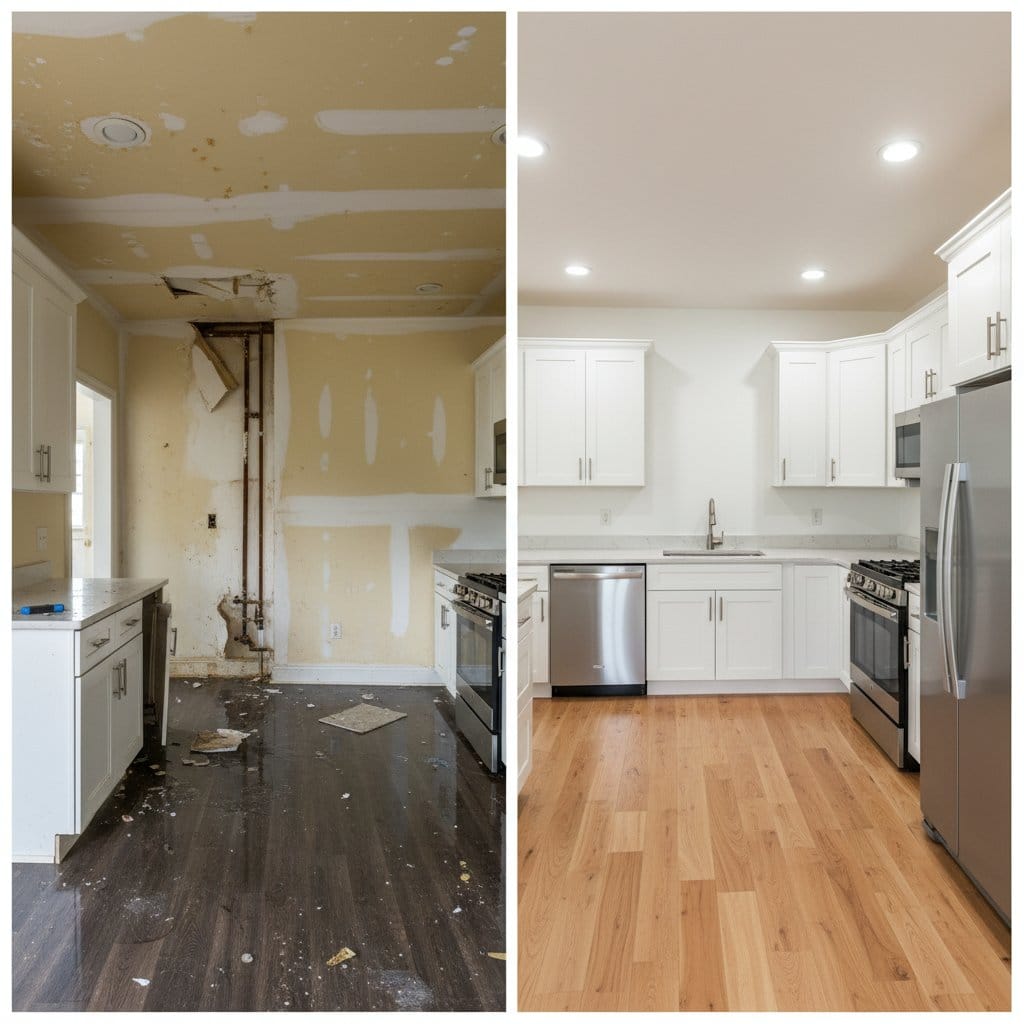 Mold Prevention After Water Damage restoration — home kitchen of bi-level home in Paramus, NJ